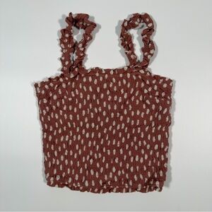 Abercrombie & Fitch Women's Brown and White Ruffled Smocked Crop Top Size Small‎